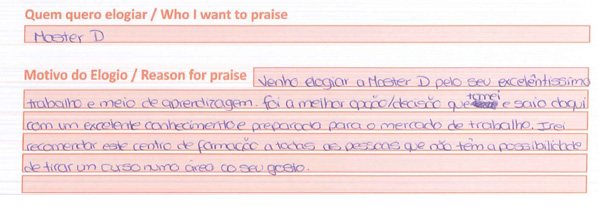 Testemunhos e opiniões Master.D Testemunhos e opiniões Master.D