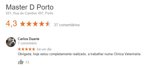 Testemunhos e opiniões Master D